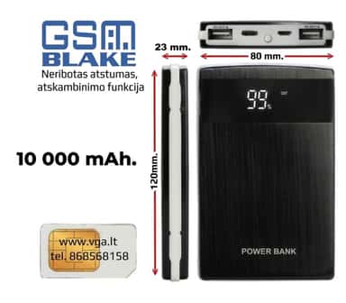 GSM Blakė – GPS Seklys, paslėptas PowerBank'o korpuse, skirtas slaptai patalpų pasiklausymo įrangai.