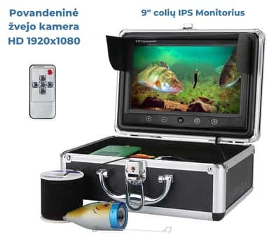 Povandeninė žvejo kamera su 9 colių monitoriumi, idealiai tinka žvejybai vasarą ir poledinei žūklei.