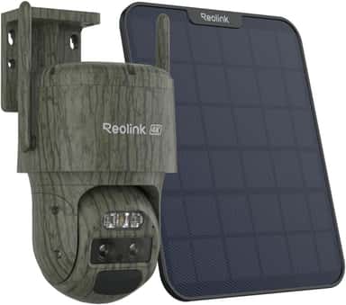 Reolink G770 TrackMix CAMO 4G PTZ 8MP. 4K UHD miško stebėjimo kamera su saulės baterija ir 4G ryšiu.