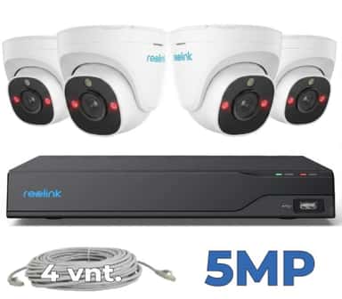 Vaizdo Stebėjimo sistema Reolink NVS-8CH-5MD4 – pilnas komplektas su 4 IP67 kameromis ir 8 kanalų NVR.