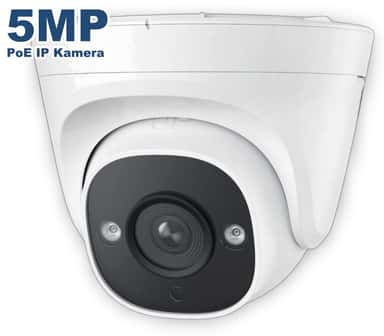 Reolink 5MP PoE kamera su 18 IR LED, užtikrinanti aiškų naktinį matymą iki 30m, priekinis vaizdas.