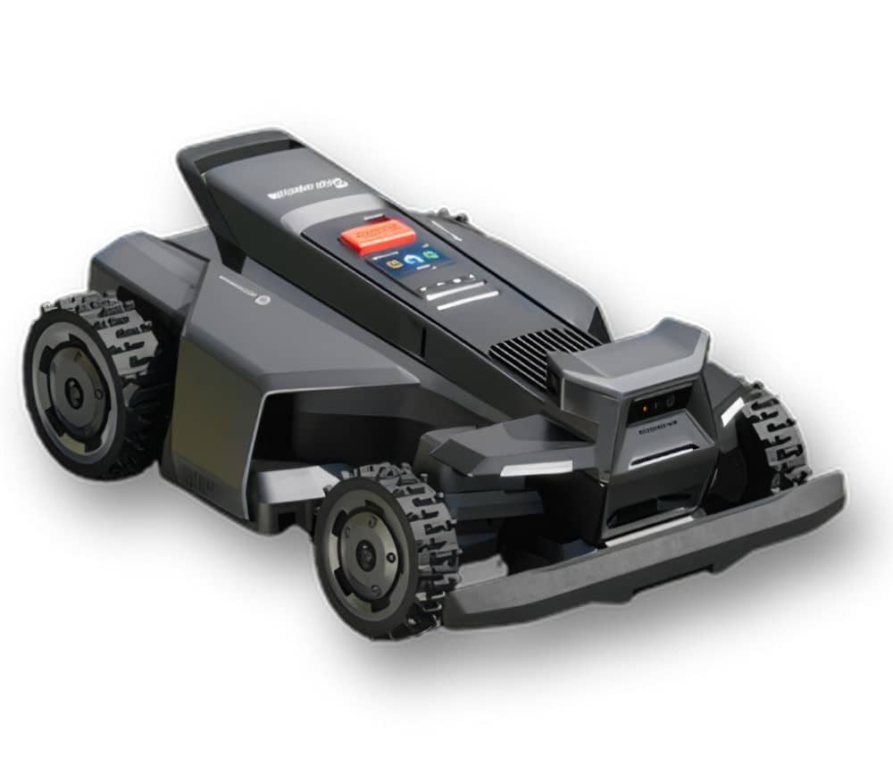 Segway Navimow X430E robotas vejapjovė iki 30a – priekinis vaizdas, pjaunantis veją be perimetro kabelio.
