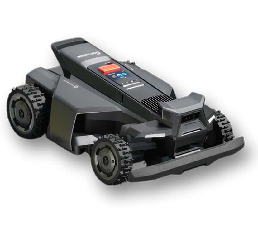Segway Navimow X430E robotas vejapjovė iki 30a – priekinis vaizdas, pjaunantis veją be perimetro kabelio.