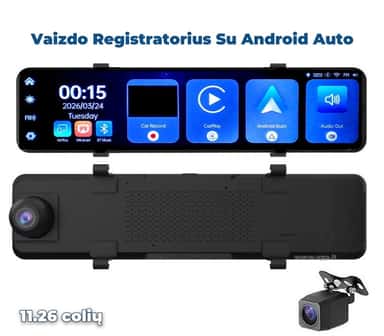 Vaizdo registratorius veidrodėlyje, Android Auto – pagrindinis vaizdas su belaidžiu CarPlay ir 2