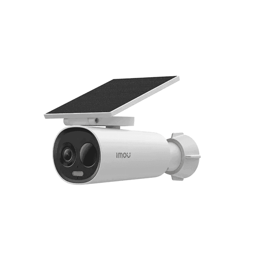 Belaidė stebėjimo kamera IMOU Cell 3C AIO 5MP K9DC-5M0WEH-V2 su saulės krovikliu – pagrindinis priekinis vaizdas.