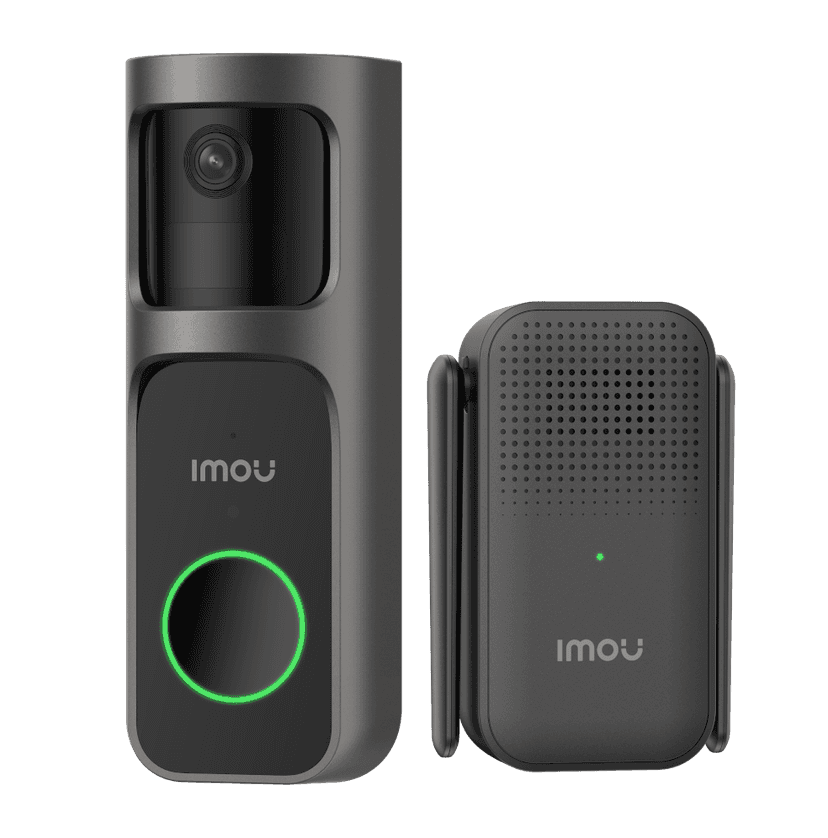 Imou WiFi belaidis durų skambutis su kamera 2S, 3MP, DB-2SP-3T0W/DS2S – priekinis vaizdas, rodantis modernų dizainą.