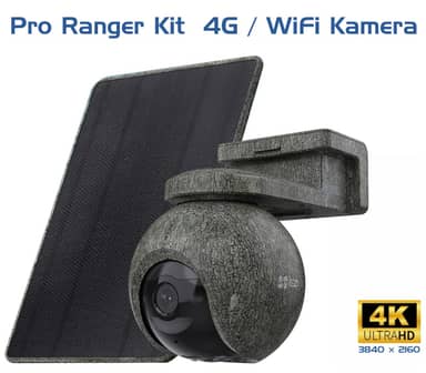 Pro Ranger kit 4G belaidė kamera – pagrindinis vaizdas, rodantis išmanią 4K stebėjimo kamerą su