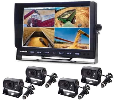 9' colių vaizdo stebėjimo sistema 4ch, transportui su 1080P kameromis ir naktiniu pašvietimu, skirta vilkikams.