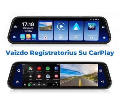 Automobilinis vaizdo registratorius veidrodėlyje su CarPlay, 4K ir G-Sensor, pagrindinis vaizdas