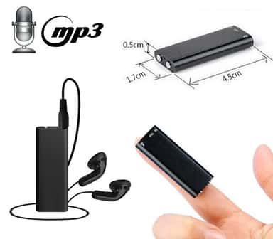 Mini diktofonas - Grotuvas — kompaktiškas įrenginys slaptam pokalbių įrašymui, MP3 grotuvas ir 8GB USB atmintinė.