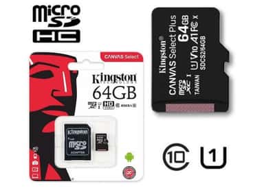 Atminties kortelė 64GB Micro SD UHS-1 – priekinis vaizdas, aiškiai matoma talpa ir greičio klasė.