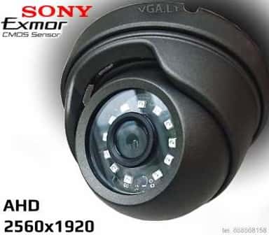 Stebėjimo Kamera SONY Exmor - 5Mp. – priekinis vaizdas, rodantis tvirtą lauko apsaugos kamerą su