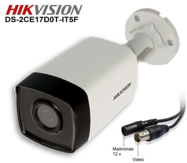 Hikvision DS-2CE17D0T-IT3F - 40m stebėjimo kamera, rodanti priekinį vaizdą su galingu naktiniu p