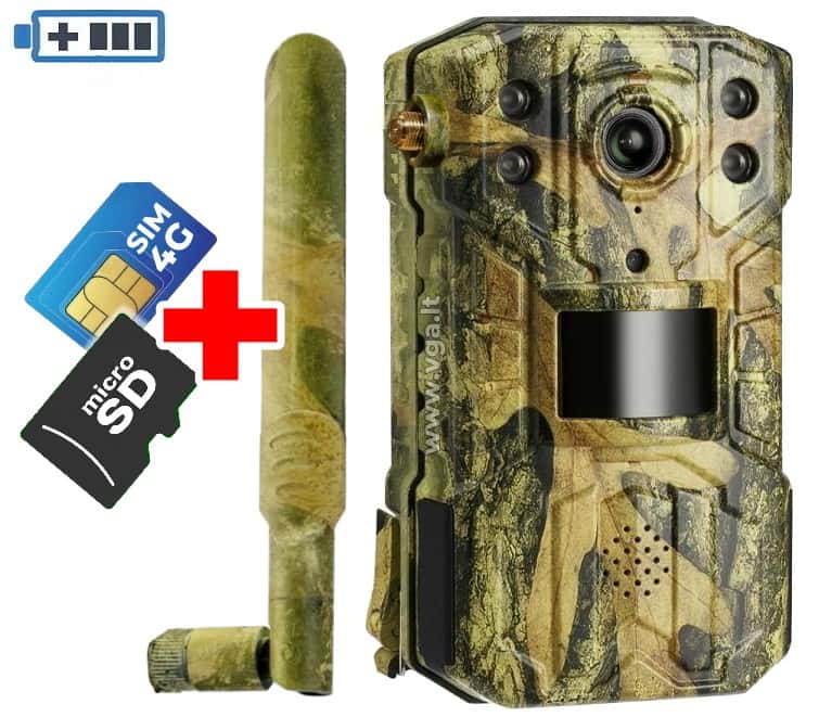 Automatinė kamera medžioklei 4G PRO – priekinis vaizdas su naktinio matymo funkcija ir 4G ryšiu.