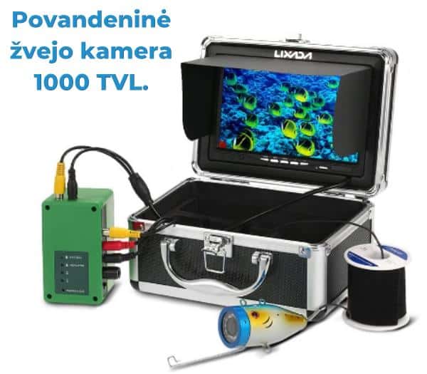 Povandeninė žvejo kamera su 7 colių monitoriu – pagrindinis vaizdas su HD raiška ir 15m kabeliu, puikiai tinka žvejybai.