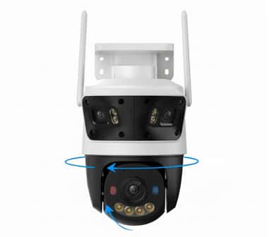 Pagrindinis Lauko kameros Cruiser Triple (11MP) vaizdas: 3 objektyvai, PTZ sekimas ir Wi-Fi 6 apsaugai.