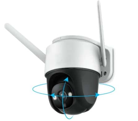 4MP WiFi kamera su žmogaus aptikimo funkcija – pagrindinis vaizdas, rodantis modernią, valdomą kamerą, skirtą lauko stebėjimui.