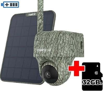 Reolink Go Ranger PT belaidė 4K kamera – pagrindinis vaizdas. Maskuojanti 8MP kamera su SIM kortele, ideali sodybos apsaugai ir medžioklei.