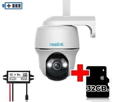 Reolink Go PT Ultra - 4G Kamera, priekinis vaizdas su valdoma galvute, idealiai tinka sodybos apsaugai.