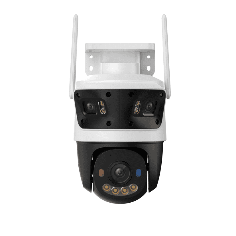 Triguba stebėjimo kamera IMOU Cruiser Triple 11MP S7UP-11M0WED – priekinis vaizdas su trimis objektyvais.